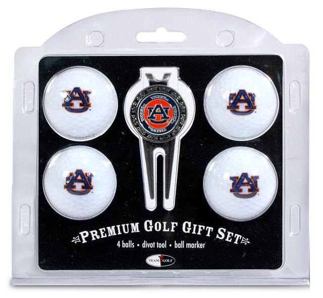 Auburn Tigers Pack of 4 Golf Balls and Divet Tool Gift Set