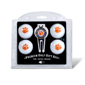 Clemson Tigers Pack of 4 Golf Balls and Divet Tool Gift Set