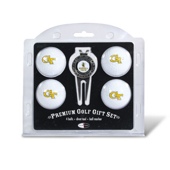21206 Georgia Tech Yellow Jackets Pack of 4 Golf Balls and Divet Tool Gift Set
