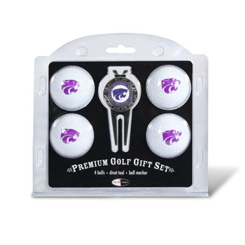 Kansas State Powercats Pack of 4 Golf Balls and Divet Tool Gift Set