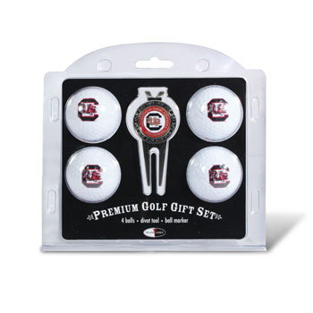 South Carolina Gamecocks Pack of 4 Golf Balls and Divet Tool Gift Set