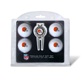 Cleveland Browns Pack of 4 Golf Balls and Divet Tool Gift Set