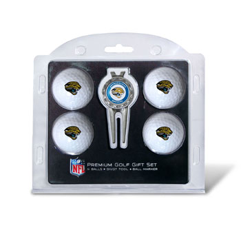 Jacksonville Jaguars Pack of 4 Golf Balls and Divet Tool Gift Set
