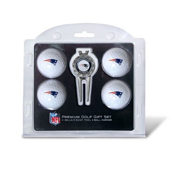 31706 New England Patriots Pack of 4 Golf Balls and Divet Tool Gift Set
