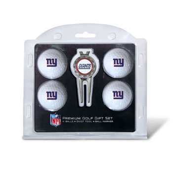 New York Giants Pack of 4 Golf Balls and Divet Tool Gift Set