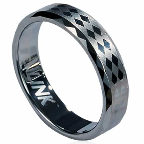 Picture of AAB Style RTS-15 Tungsten Carbide Ring with Laser-Made Diamoned-Shape Design