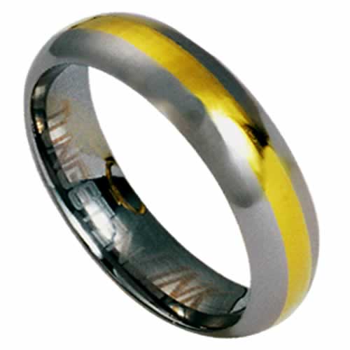 Picture of AAB Style RTS-20 Tungsten Carbide Ring with Gold Stripe