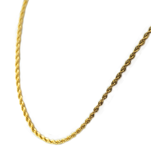 Picture of AAB Style NSSX-214 Stainless Steel Gold PVD Necklace with Braid-Like Design - 24 in.