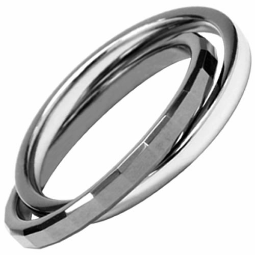 Picture of AAB Style GRTS-62R Double Banded PVD Coated Tungsten and Stainless Steel Ring