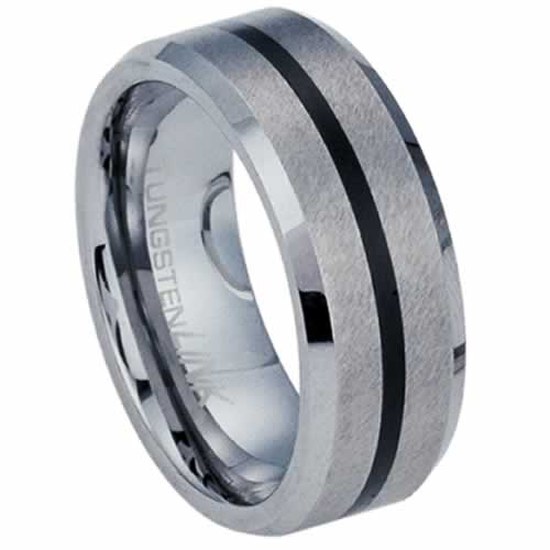 Picture of AAB Style RTS-23 Beautiful Brushed Tungston Carbide with Black PVD Ring