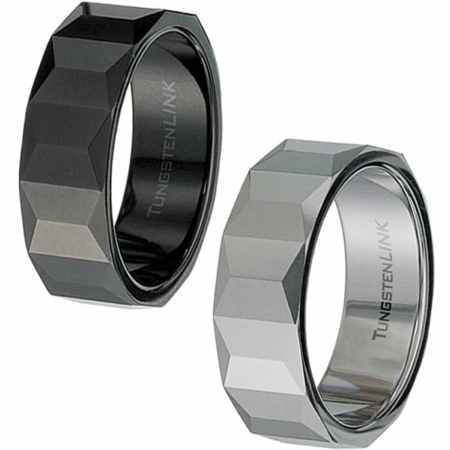Picture of AAB Style RTS-31B Gorgeous Cut Tungsten Ring - Tungsten  Gold or Black PVD