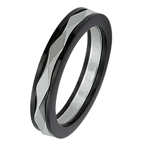 Picture of AAB Style RTS-36 Very Nice Tungsten And Steel Ring with Black PVD