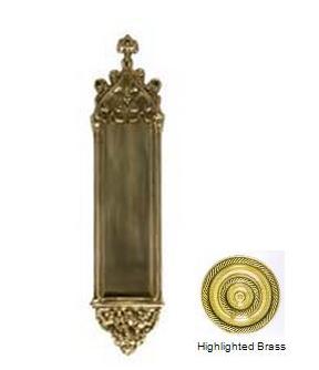 Picture of BRASS Accents A04-P5600-610 Gothic 3-.37 in. x 16 in. Push Plate Highlighted Brass
