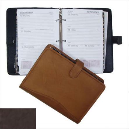 David King & Co  7 in. x 10 in. Zippered 3 Ring Agenda with Handle- Cafe