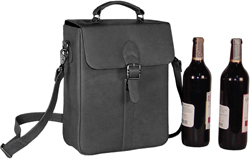Picture of David King &amp; Co 434B Deluxe Double Wine Bottle Carrier- Black