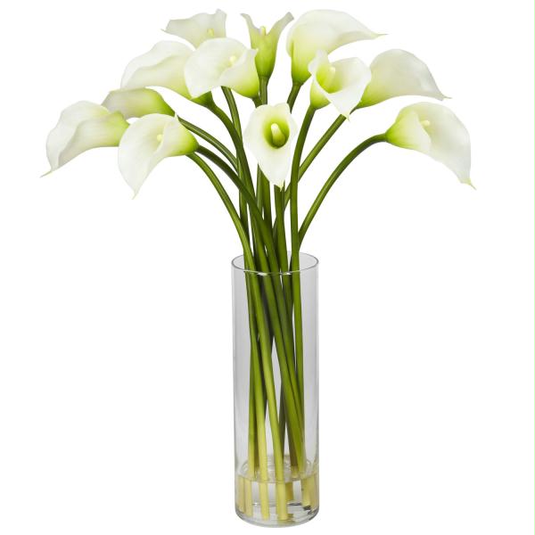 Picture of Nearly Natural Silk 1187-Cr Mini Calla Lily Silk Flower Arrangement