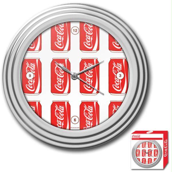 Picture of Coca-Cola Clock with Chrome Finish - Cans Style - 11.75 Inches