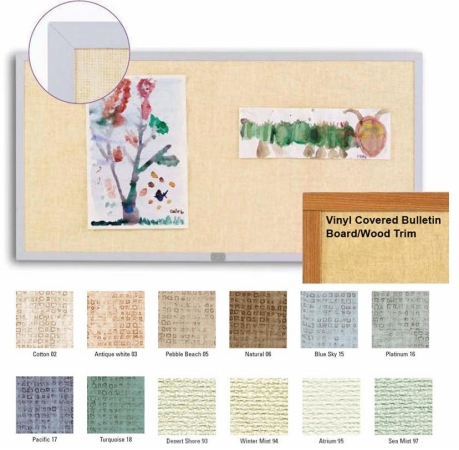 Marsh 33-1/2"x 45-1/2" Pacific Vinyl Bulletin Board Oak Wood Trim