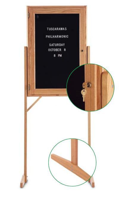 Picture of Marsh Industries Wy-302-00Bl 36X24 Oak Wood Frame Felt Double Pedestal Enclosed Directory Board - Black