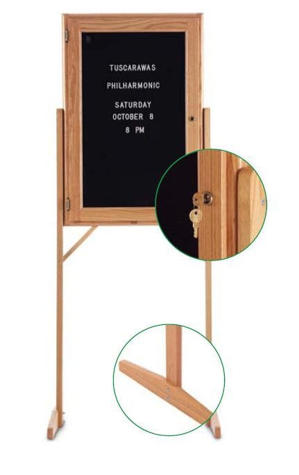 Picture of Marsh Industries Wy-325-00Bl 36X30 Oak Wood Frame Felt Double Pedestal Enclosed Directory Board - Black