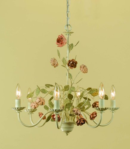 Picture of AF Lighting 7050-6H Ramblin&apos; Rose Floral 6 Light Up Lighting Chandelier