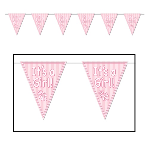 Picture of Beistle 57447 Its A Girl Pennant Banner Pack of 12