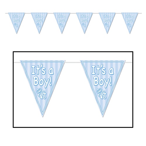 Picture of Beistle 57448 Its A Boy Pennant Banner Pack of 12