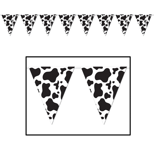 Picture of Beistle 57729 Cow Print Pennant Banner Pack of 12