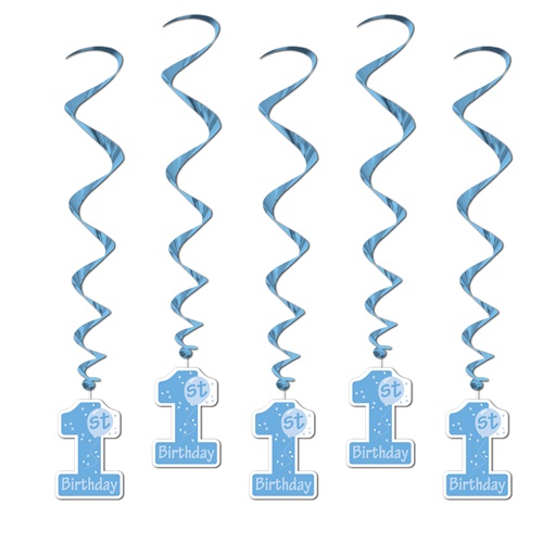 Picture of Beistle 57620-B 1St Birthday Whirls - Blue Pack of 6
