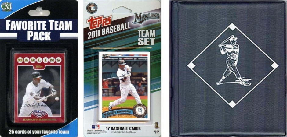 Picture of C & I Collectables 2011MARLINSTSC MLB Florida Marlins Licensed 2011 Topps Team Set and Favorite Player Trading Cards Plus Storage Album