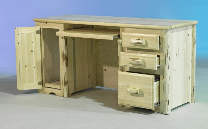 Picture of Montana Woodworks MWDP Computer Desk with 3 Drawers Tower Slideout - Ready To Finish