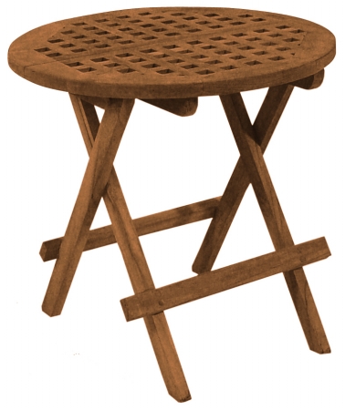 Folding Deck Table Round-Grate Top Oiled Finish