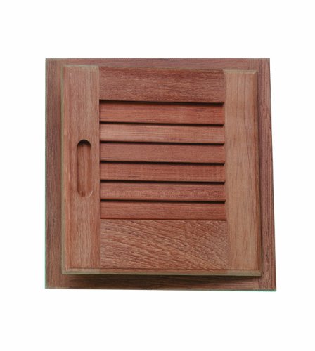 Louvered Door & Frame - Teak - 12in x 12in - Left Hand - Solid Construction