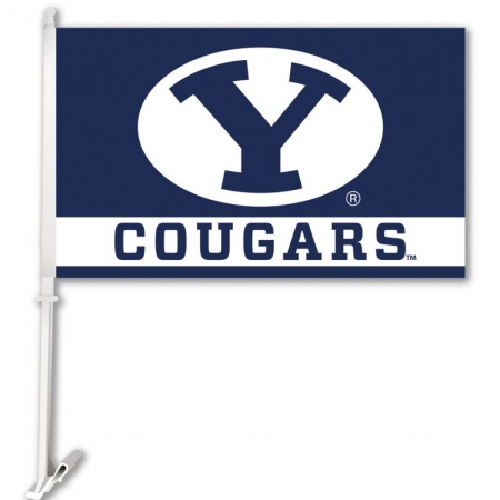 Picture of BSI Products 97083 Brigham Young Cougars- Car Flag W-Wall Brackett 