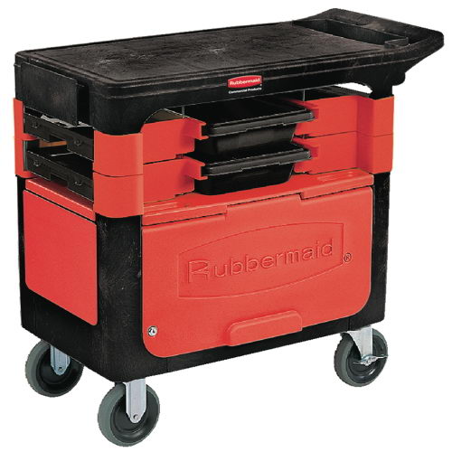 Rubbermaid Commercial Products RCP 6180-88 BLA Trades Cart with Locking Cabinet - Black -  RUBBERMAID COMMERCIAL PROD.
