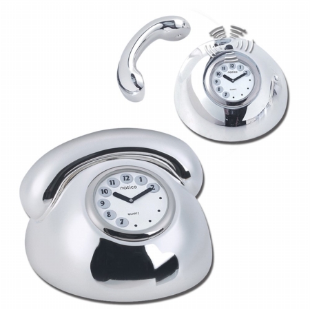 Picture of Natico Originals 10-1160 Telephone Ringing Clock  Silv.