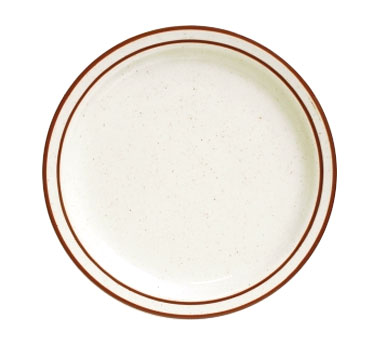 Picture of Tuxton China TBS-008 American 9 in. Bahamas Plate - White with Brown Speckle  - 2 Dozen
