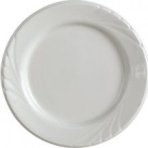 Picture of Tuxton China YPA-096 Sonoma 9.75 in. Embossed China Plate - Porcelain White  - 2 Dozen