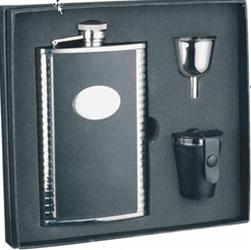 Picture of Visol VSET29 Tux Leather 8oz Deluxe Flask Gift Set