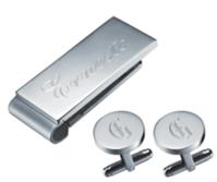 Picture of Visol VSET76 Carmill Stainless Steel Engravable Money Clip and Cufflinks Gift Set