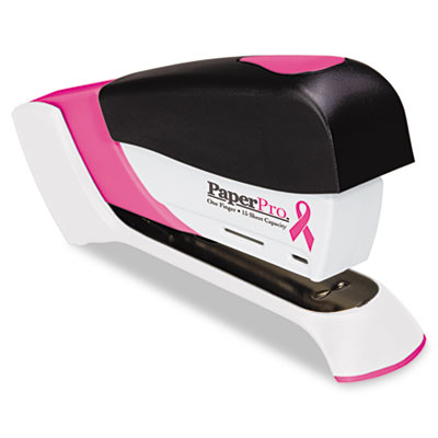 Picture of Accentra 1588 Pink Ribbon Compact Stapler  15-Sheet Capacity  Black/Pink