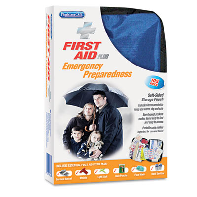 Picture of Acme United 90168 Soft Sided First Aid Kit  Plus Emergency Preparedness Items  105 Pieces
