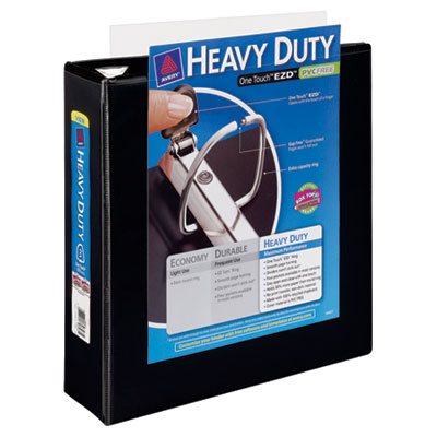 Picture of Avery 79693 Nonstick Heavy-Duty EZD Reference View Binder  3&amp;apos;&amp;apos; Capacity  Black