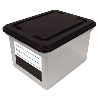 Picture of Advantus 55802 File Tote Storage Box with Snap-on Lid Closure  Letter/Legal  Clear/Black