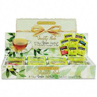 Picture of Bigelow. 30568 Green Tea Assortment  Individually Wrapped  Eight Flavors  64 Tea Bags/Box
