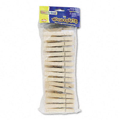 Picture of Chenille Kraft 365801 Wood Spring Clothespins  3 3/8 Length  50 Clothespins/Pack