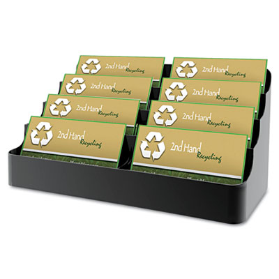 Picture of Deflect-O 90804 Recycled Business Card Holder  Holds 450 2 x 3 1/2 Cards  Eight-Pocket  Black