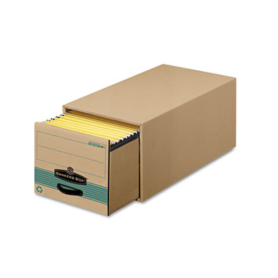 Picture of Fellowes 1231101 Super Stor/Drawer Steel Plus Storage Box  Letter  Kraft/Green  6/Carton