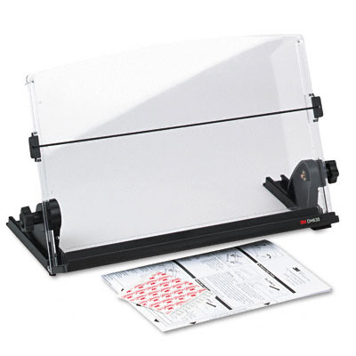 Picture of 3M DH630 In-Line Adjustable Desktop Copyholder  Plastic  150 Sheet Capacity  Black/Clear