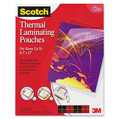 Picture of 3M TP385450 Letter size thermal laminating pouches  3 mil  11 1/2 x 9  50/pack